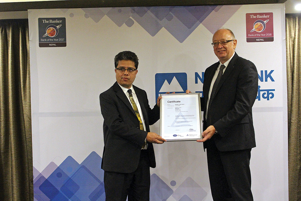 NMB becomes the first bank in Nepal to receive ISO 27001:2013 Certification from TÜV Rheinland