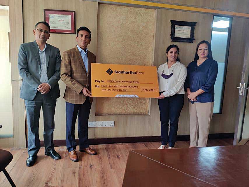 Siddhartha Bank extends support to Zonta Club of Kathmandu