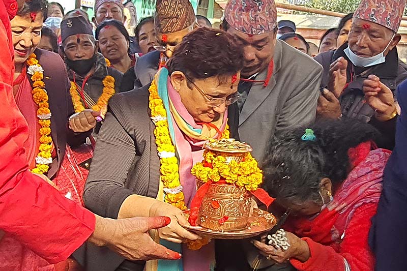 Energy Minister lays foundation for reconstruction of Balkumari Temple