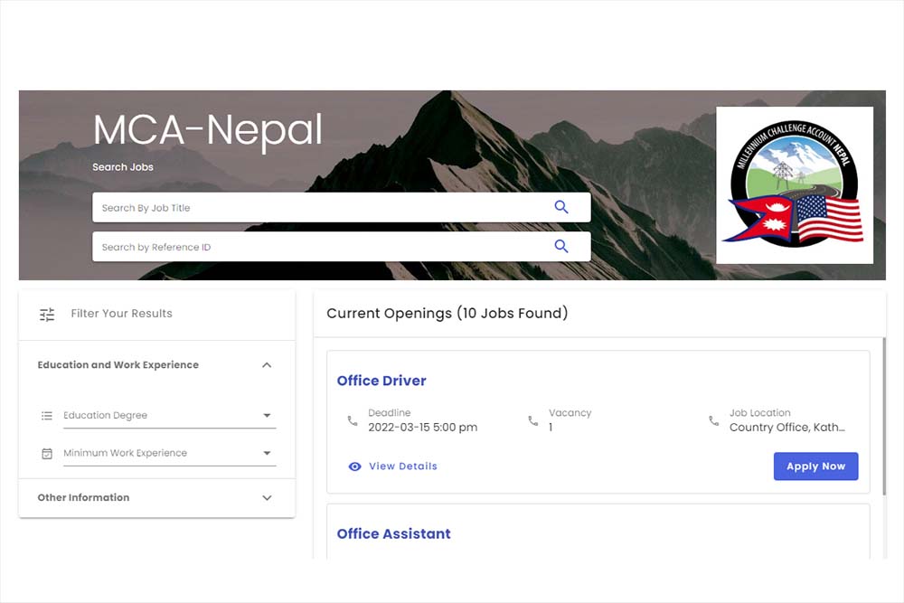 MCA-Nepal invites job applications for 10 posts