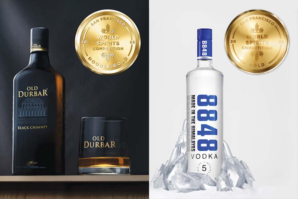 SFWSC: Yeti Distillery products 8848 Vodka, Old Durbar Black Chimney bag gold, double gold