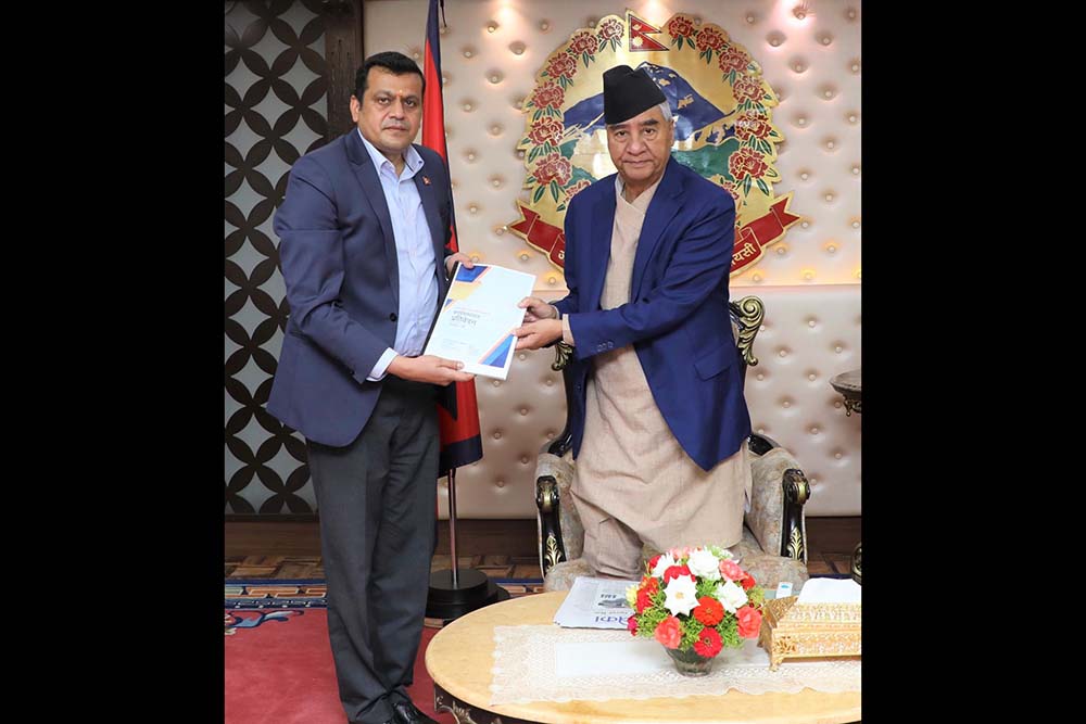IBN CEO Bhatta submits performance report to PM Deuba