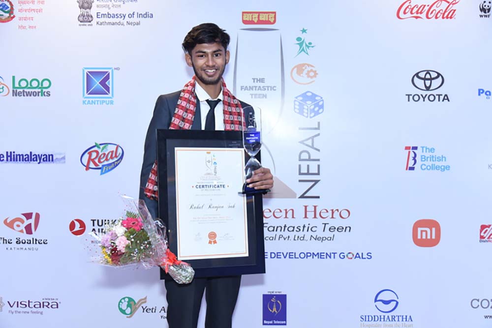 Sah felicitated as Wai Wai Glocal Teen Hero Nepal 2022