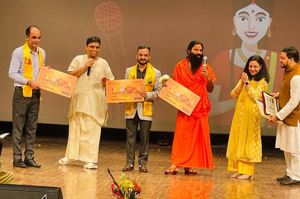 Swami Ramdev Baba, Acharya Balkrishna unveil EBL-Patanjali Co-branded credit card