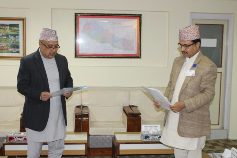Finance Secretary Pokharel sworn in as NRB Board member