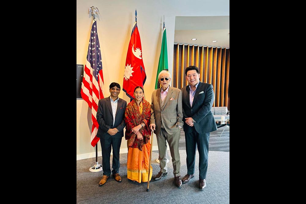 Boeing HQ flies Nepali flag to welcome Himalaya Jet owner Gurung Family