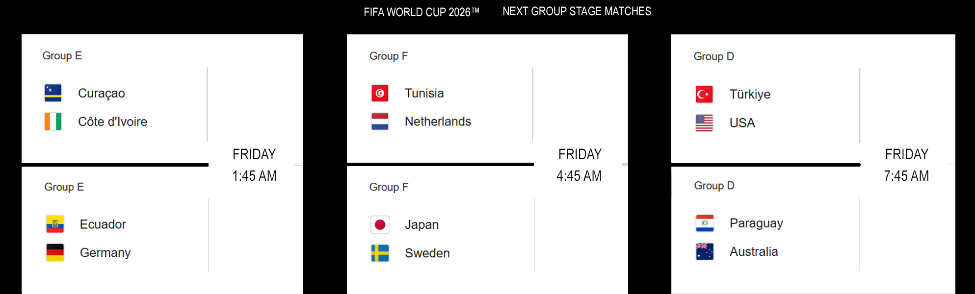 Saturday, June 20 matches