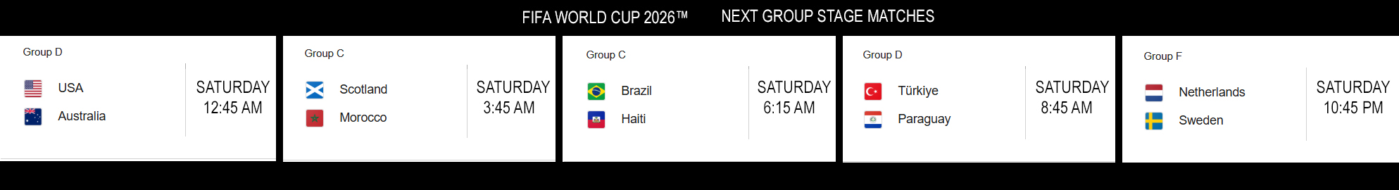 Saturday, June 20 matches