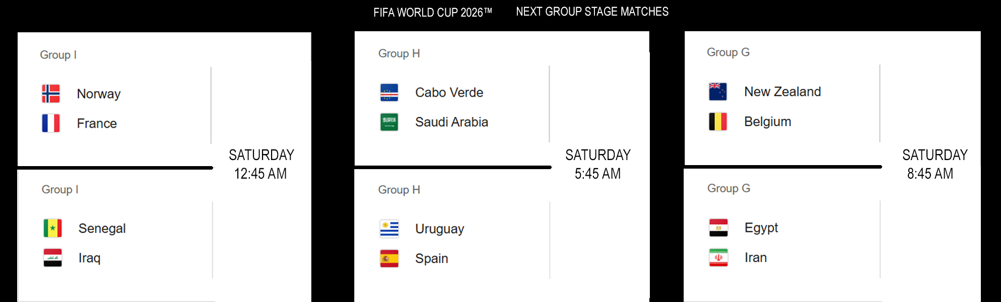Saturday, June 20 matches