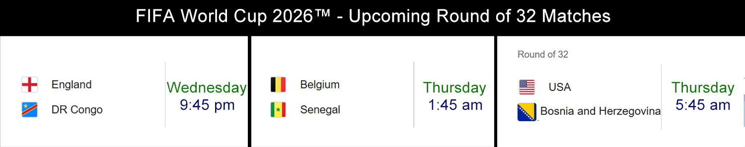 Saturday, June 20 matches