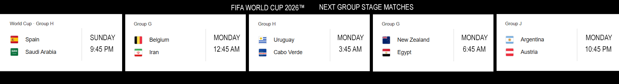Saturday, June 20 matches