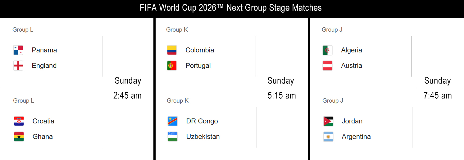 Saturday, June 20 matches