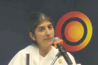 BK Shivani delivers talk on inner stability in outer uncertainty in Kathmandu