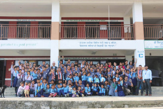 Infinite Cares holds health, technology, education camp at Sindhupalchok school