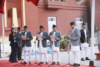 Four newly appointed ministers Sinha, Pun, Pariyar, Kharel sworn in