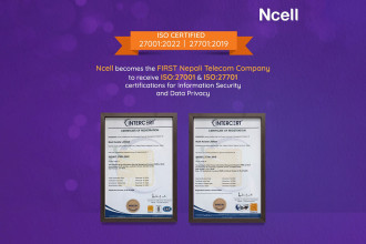 Ncell receives ISO 27001, ISO 27701 certifications for data security, privacy