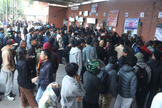 Passengers queue at New Bus Park counters as advance ticket booking opens