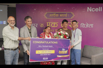 Parbati Karki wins Rs 1 crore bumper prize from Ncell’s Sadhain ON Crorepati campaign