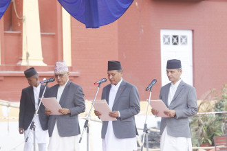 Newly appointed ministers Khanal, Ghising, Aryal sworn in