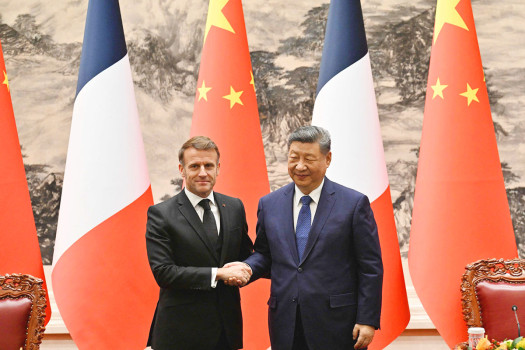 Macron calls on China to work for peace, rebalance trade