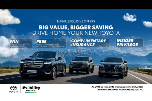 Toyota Nepal announces discounts up to Rs 2.1m on vehicle bookings at NAIMA Expo Aug 11–16