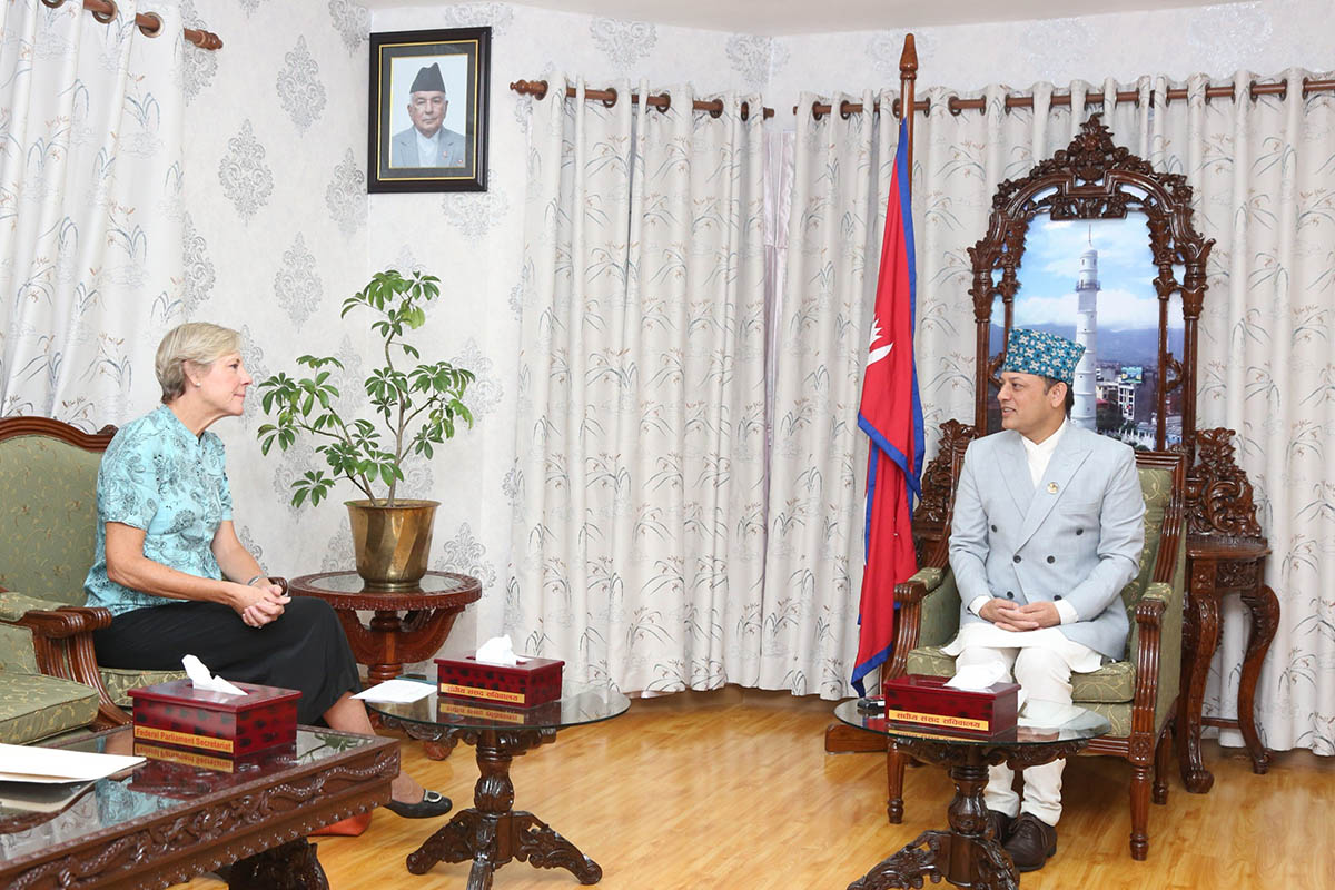 EU Ambassador Veronique Lorenzo pays farewell call on Speaker Aryal