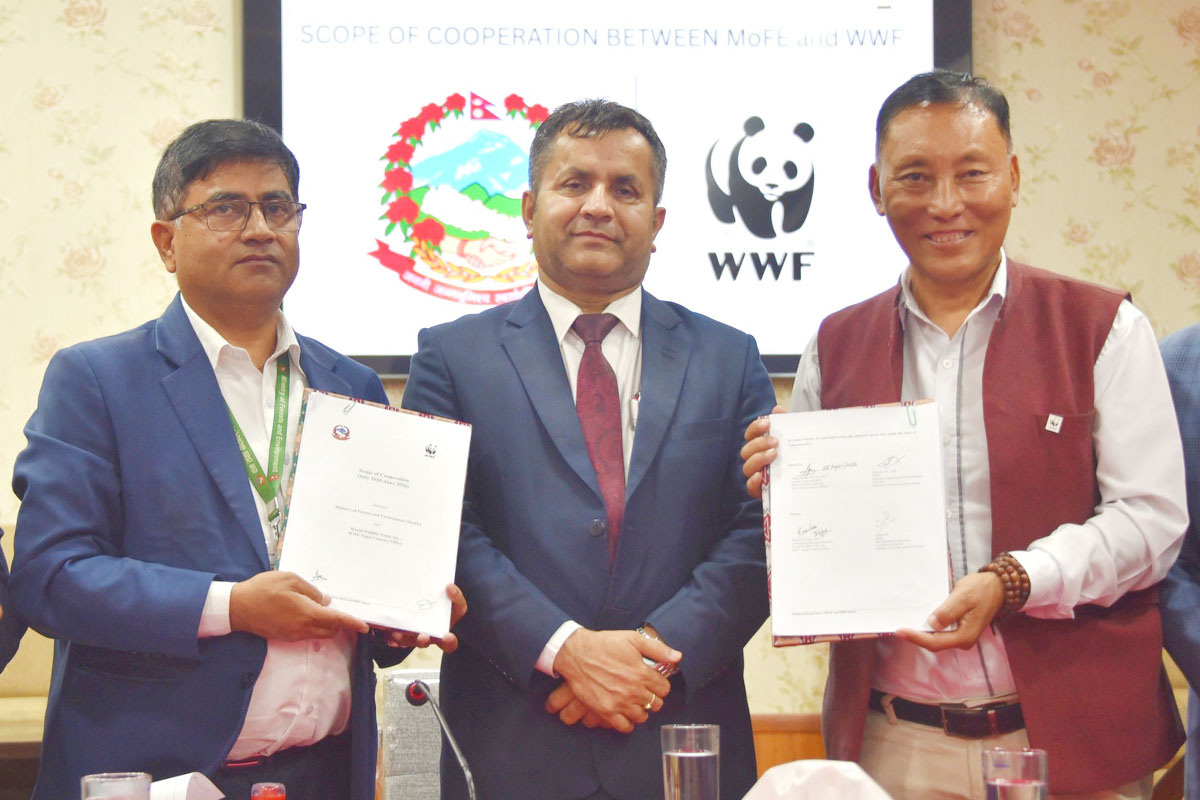 MoFE, WWF Nepal sign scope of cooperation to advance biodiversity conservation