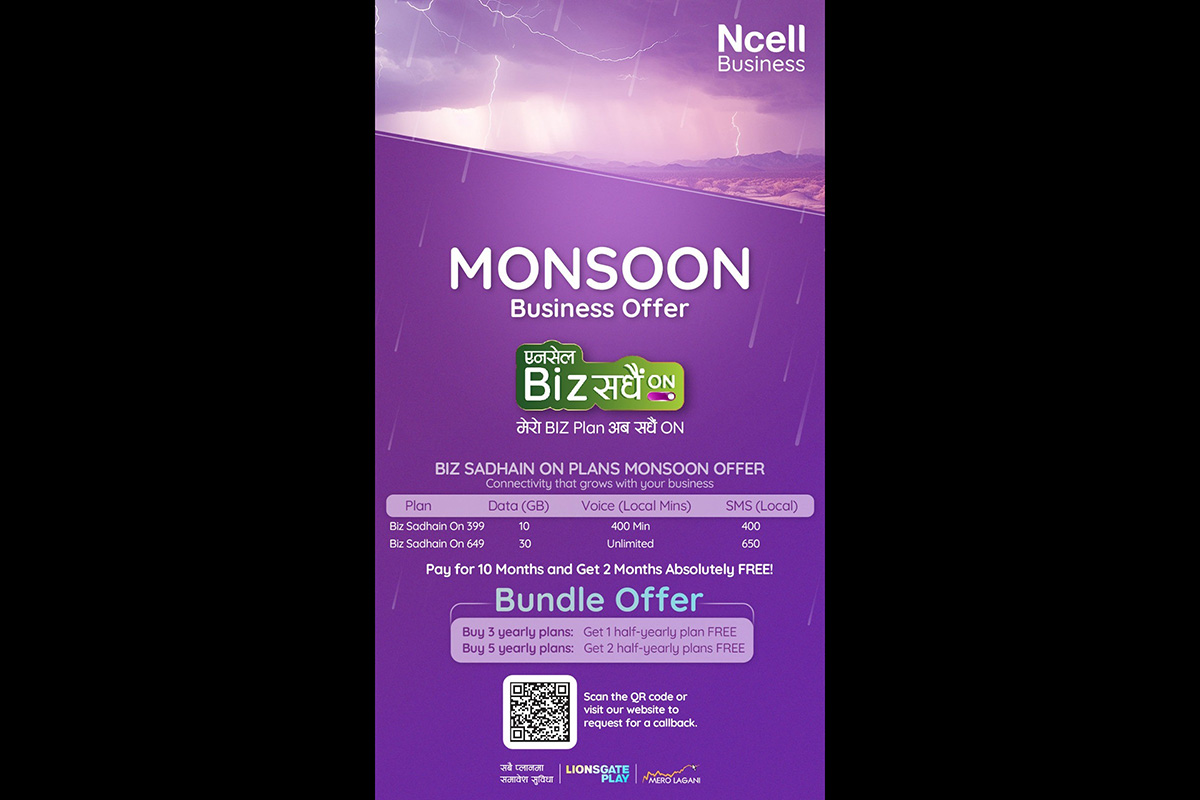 Ncell launches Monsoon Business Offer under Biz Sadhain ON