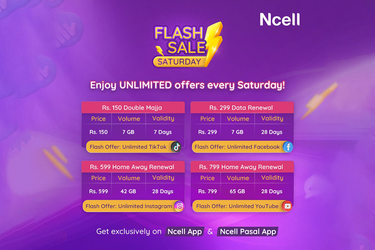 Ncell updates Flash Sales offer with 24-hour unlimited social media access every Saturday