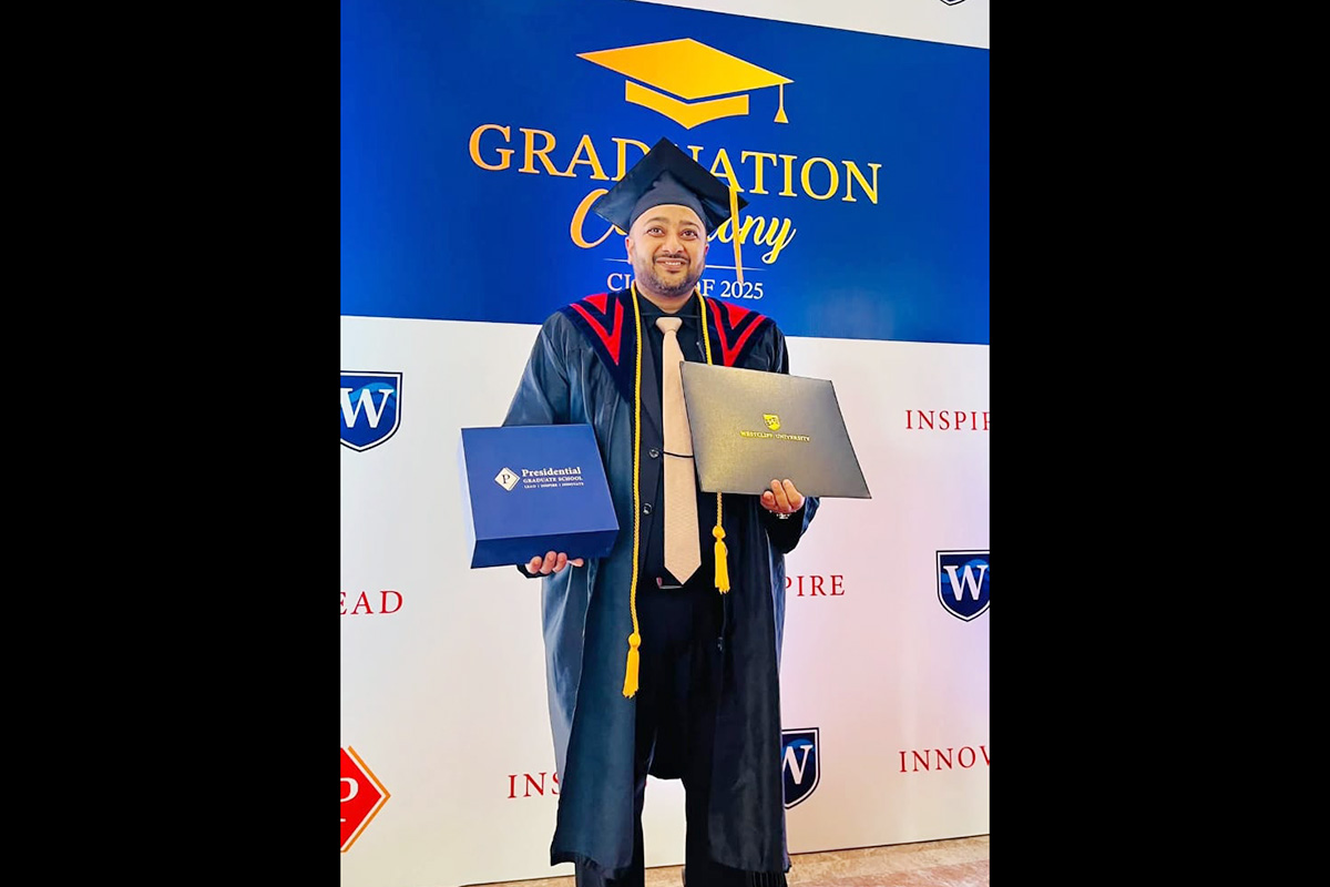 MScIT graduate Neupane receives President Award from Westcliff University