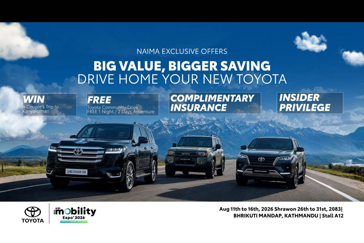 Toyota Nepal announces discounts up to Rs 2.1m on vehicle bookings at NAIMA Expo Aug 11–16