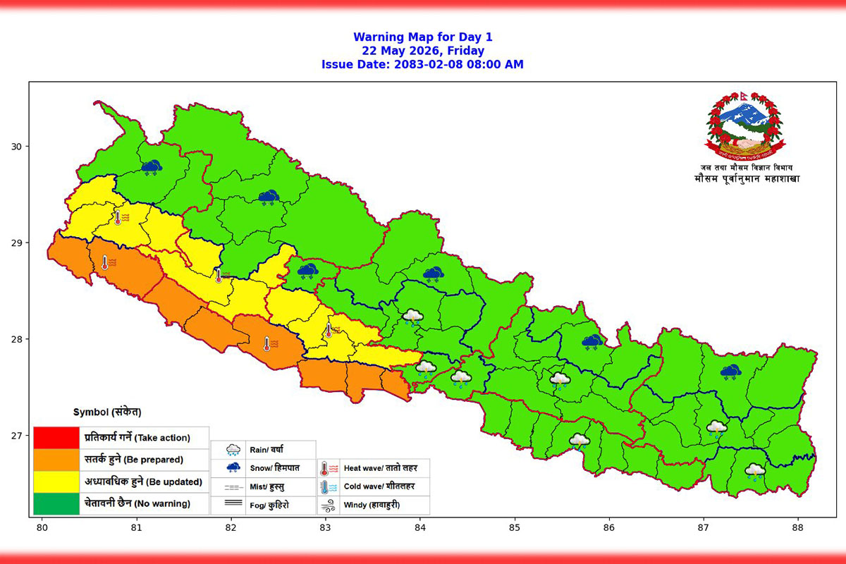 Rain, thundershowers likely in parts of Koshi, Bagmati, Gandaki