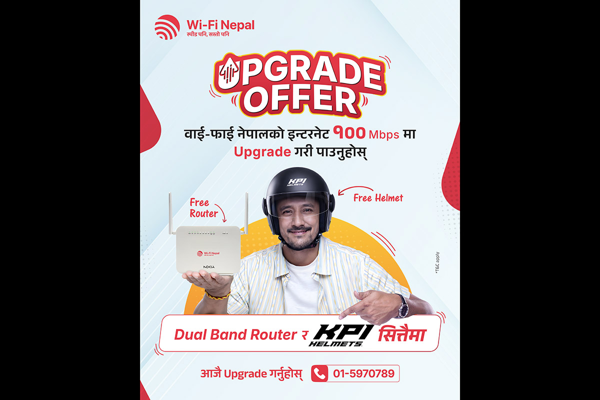 Wi‑Fi Nepal launches upgrade offer with 100 Mbps, free dual‑band router, KPI helmet